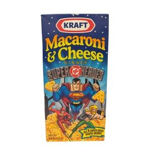 1998 Kraft Macaroni Cheese DC Super Heroes Box Superman The Flash Aquaman